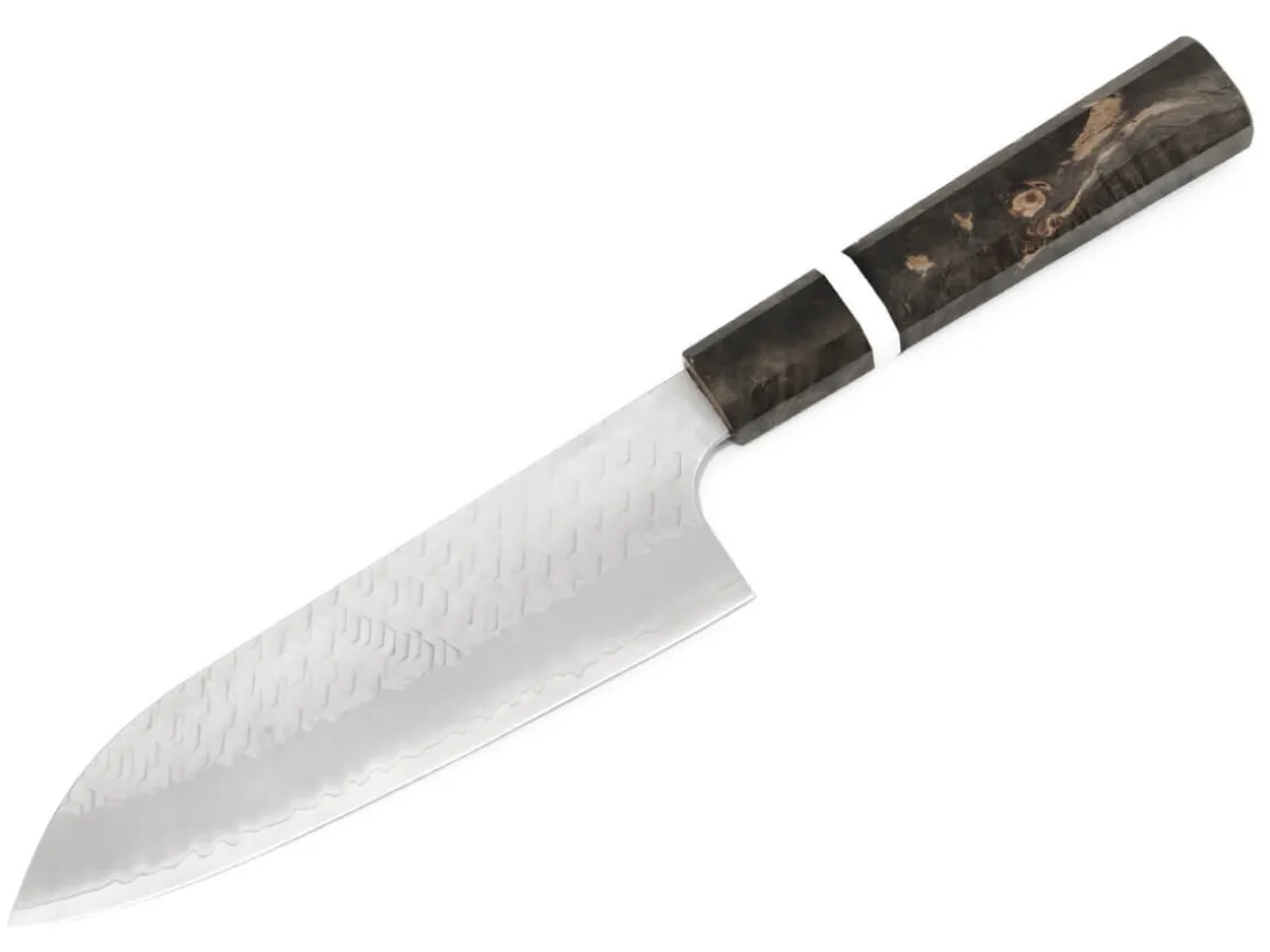 ORYOKI Santokumesser*Allzweckmesser SPG2 Migaki Tsuchime Santoku 180, Birke