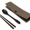 ORYOKI Essstäbchen|Oryoki*Besteck Set mit Essstäbchen, Löffel und Leder-Tasche