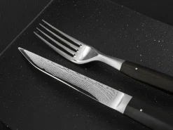 ORYOKI Damastmesser|Lacquerware*Besteck-Set WAKISASHI, Damastmesser mit Gabel