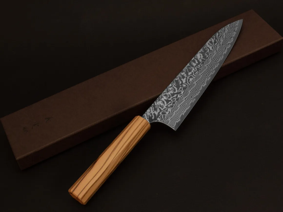 ORYOKI Gyuto Messer|Damastmesser*Damastmesser Gyuto 210 SG2, 63 Lagen, Olive