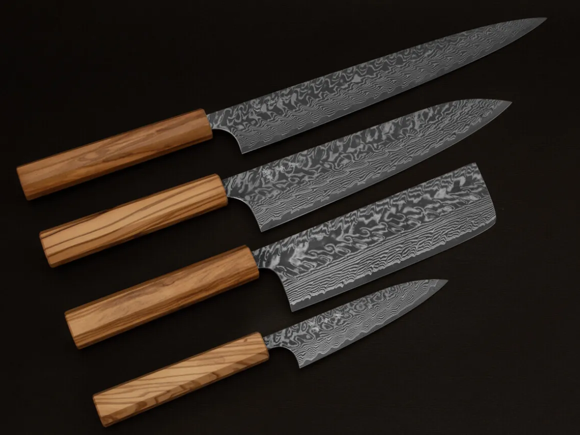 ORYOKI Gyuto Messer|Damastmesser*Damastmesser Gyuto 210 SG2, 63 Lagen, Olive