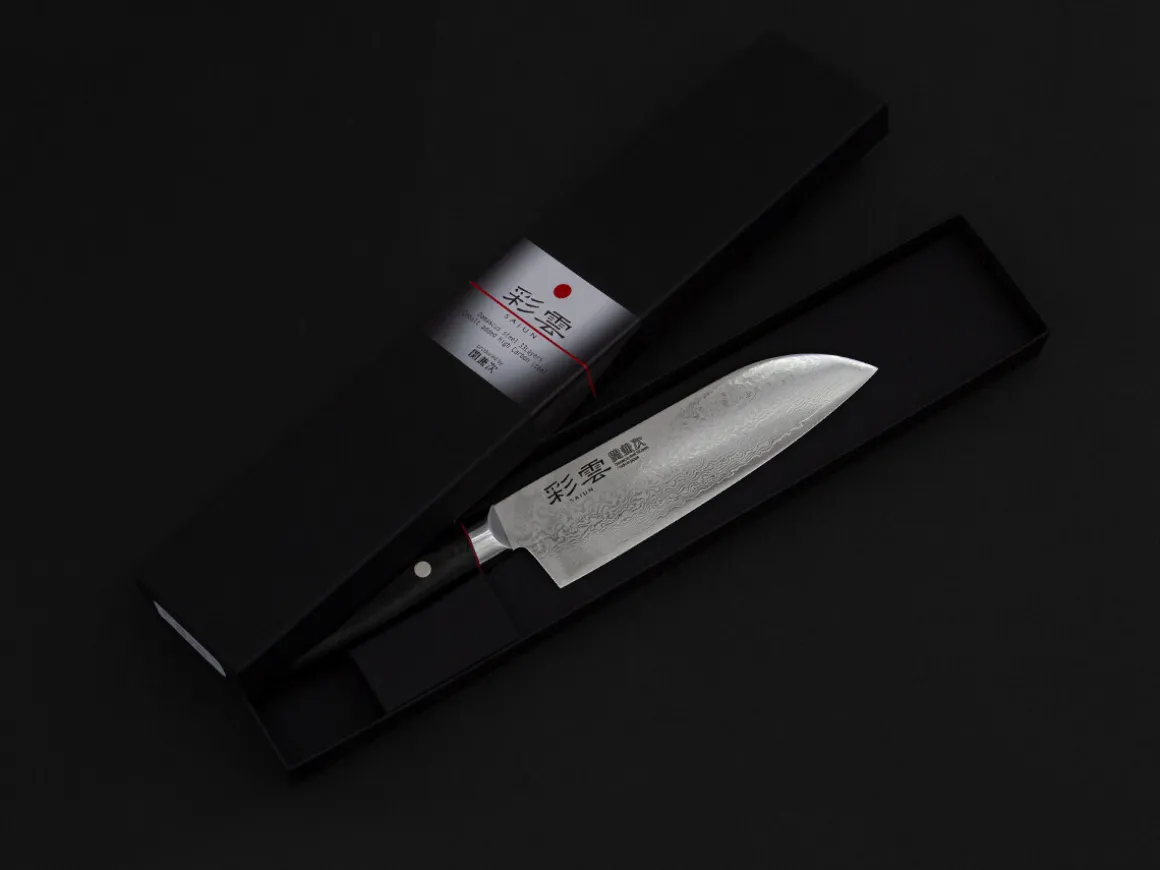 ORYOKI Santokumesser|Damastmesser*Damastmesser Saiun Santoku, 170 mm, 32 Lagen