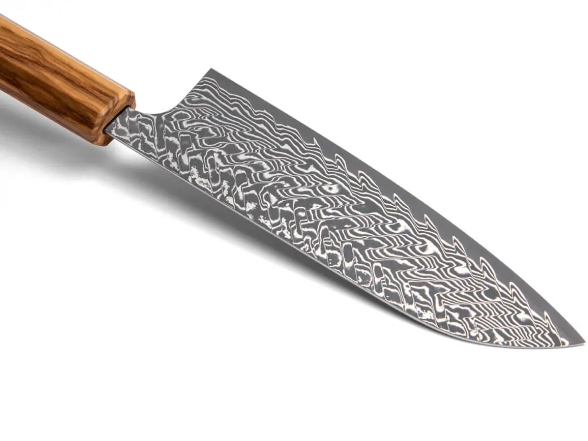 ORYOKI Santokumesser|Damastmesser*Damastmesser Santoku 170 SG2, 63 Lagen, Olive