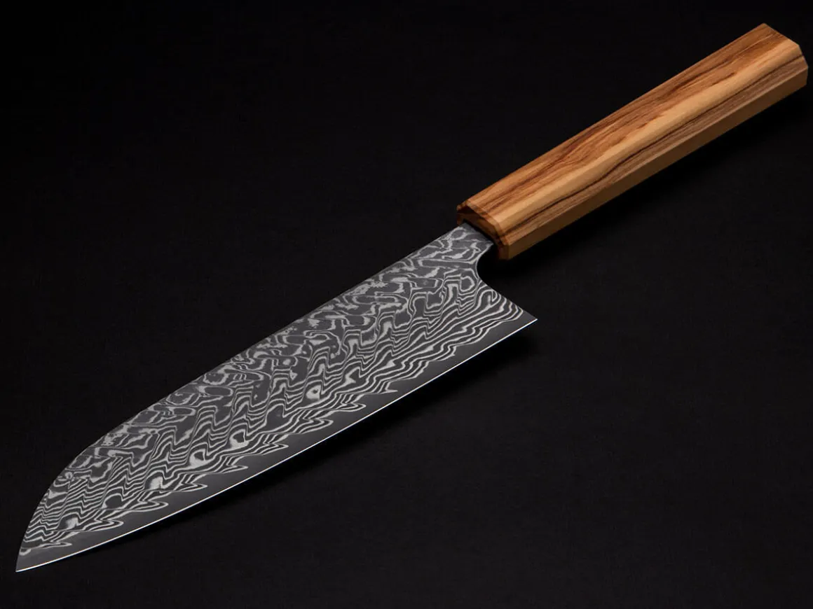 ORYOKI Santokumesser|Damastmesser*Damastmesser Santoku 170 SG2, 63 Lagen, Olive