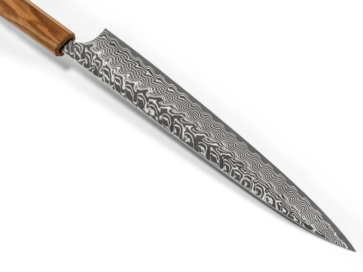 ORYOKI Sashimi Messer|Damastmesser*Damastmesser Sujihiki 270 SG2, 63 Lagen, Olive