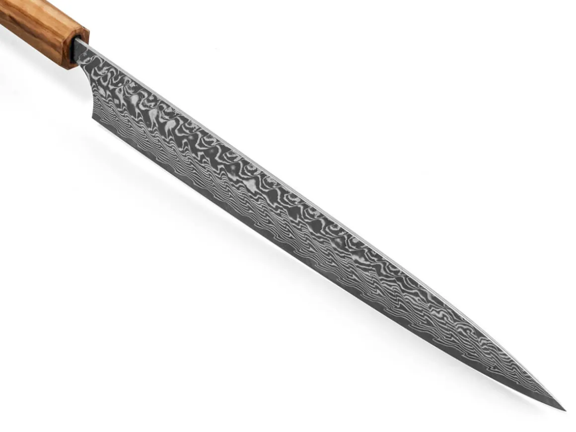 ORYOKI Sashimi Messer|Damastmesser*Damastmesser Sujihiki 270 SG2, 63 Lagen, Olive