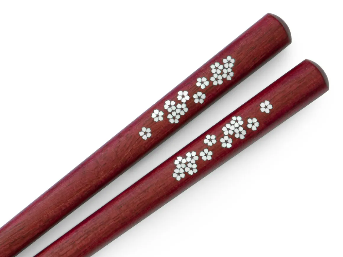 ORYOKI Essstäbchen*Essstäbchen Set mit Ablage Sakura, Purple Heart