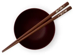 ORYOKI Essstäbchen*Essstäbchen Set mit Ablage Sakura, Granadillo