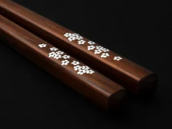 ORYOKI Essstäbchen*Essstäbchen Set mit Ablage Sakura, Granadillo