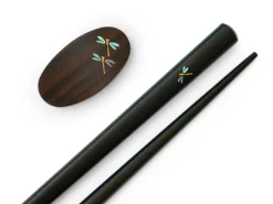 ORYOKI Essstäbchen*Essstäbchen Set mit Ablage Tonbo, Ebenholz