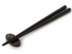 ORYOKI Essstäbchen*Essstäbchen Set mit Ablage Tonbo, Ebenholz