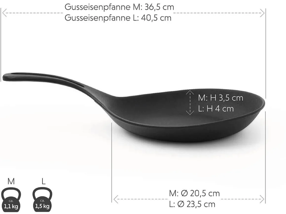 ORYOKI Gusseisenpfannen*Gusseisenpfanne Omelett, Induktion, 2 Größen
