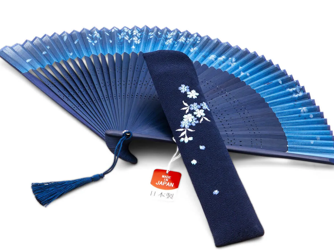 ORYOKI Handfächer*Handfächer Ai Kagetsu, Indigo-Blau