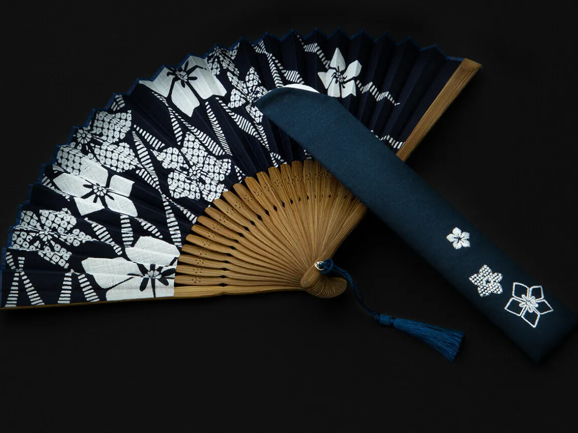 ORYOKI Handfächer*Handfächer Aihitoe Kon, blau