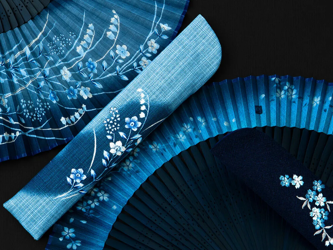 ORYOKI Handfächer*Handfächer Aino-cho, Blau