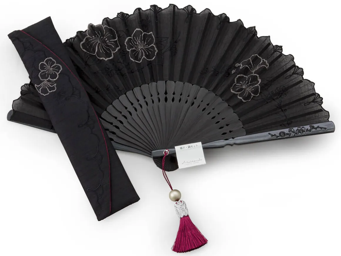 ORYOKI Handfächer*Handfächer Eien, schwarz