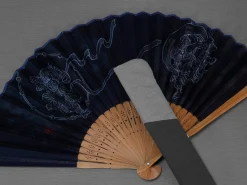 ORYOKI Handfächer*Handfächer Fujin Raijin, Donner-Gott, blau