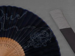 ORYOKI Handfächer*Handfächer Fujin Raijin, Donner-Gott, blau