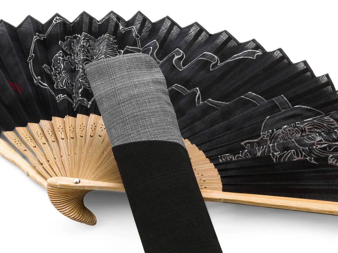 ORYOKI Handfächer*Handfächer Fujin Raijin, Donner-Gott, schwarz