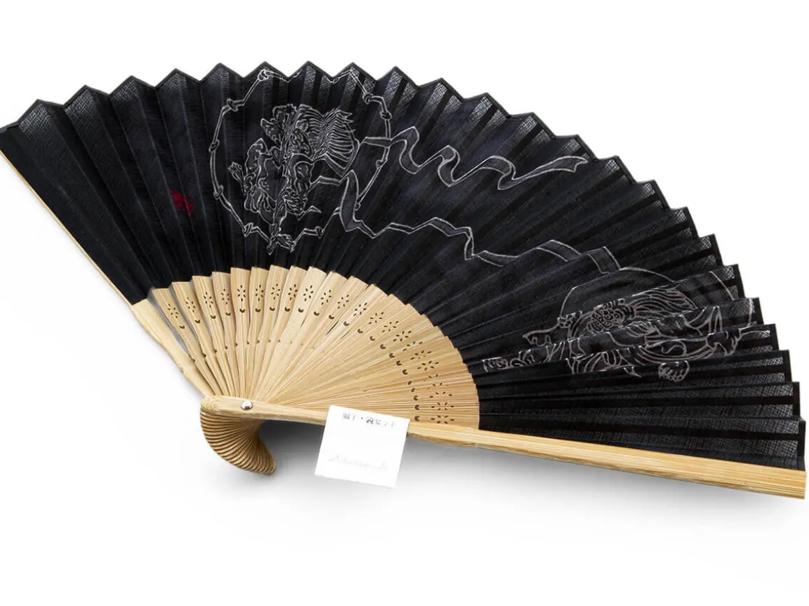 ORYOKI Handfächer*Handfächer Fujin Raijin, Donner-Gott, schwarz