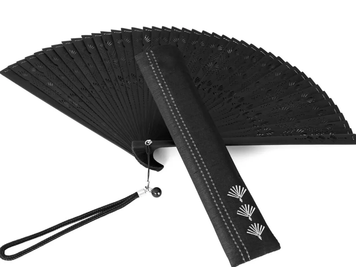 ORYOKI Handfächer*Handfächer Kuroi taki, schwarz
