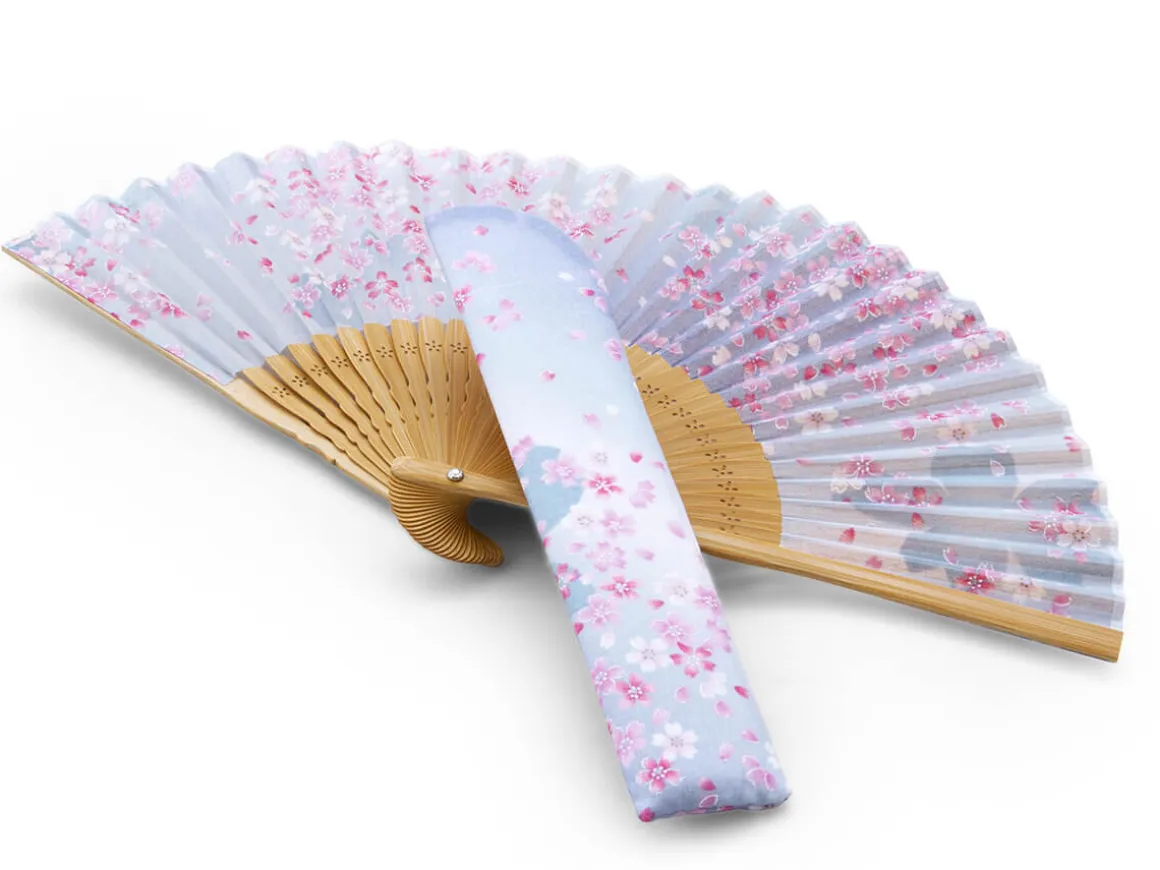 ORYOKI Handfächer*Handfächer Sakura Fubuki, Kirschblüte blau