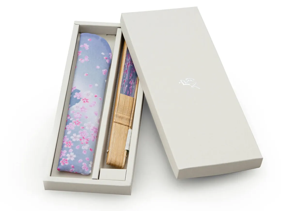 ORYOKI Handfächer*Handfächer Sakura Fubuki, Kirschblüte blau