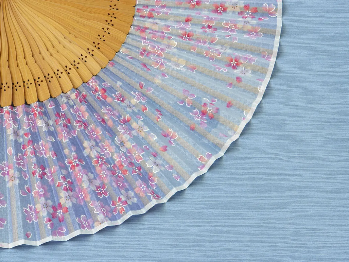 ORYOKI Handfächer*Handfächer Sakura Fubuki, Kirschblüte blau
