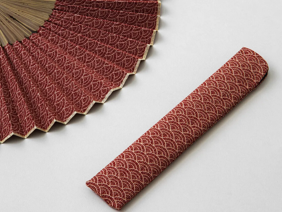 ORYOKI Handfächer*Handfächer Seikaiha, Rot