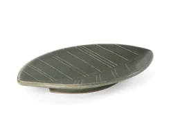 ORYOKI Sushi Teller|Japanisches Porzellan*HAZARA Leaf Banryoku, Keramik-Schale, grün