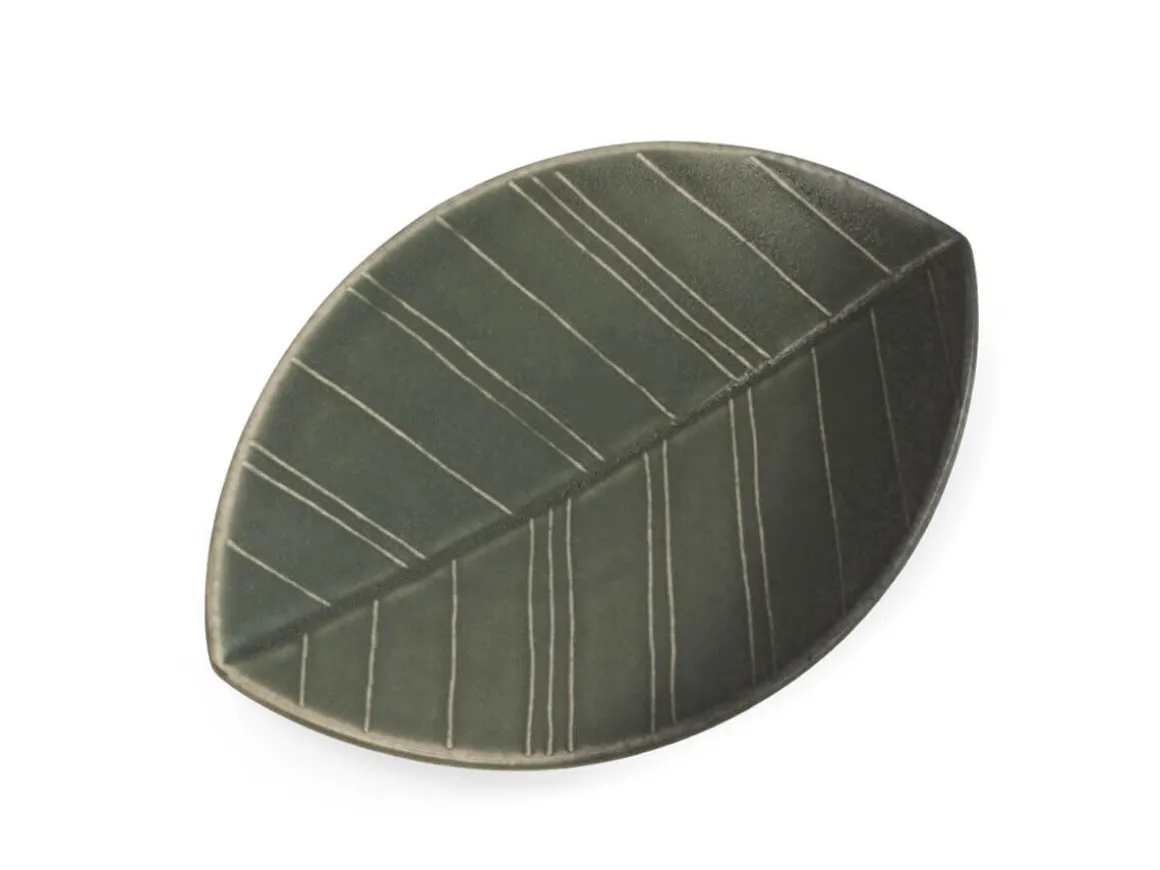 ORYOKI Sushi Teller|Japanisches Porzellan*HAZARA Leaf Banryoku, Keramik-Schale, grün