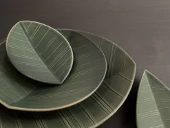 ORYOKI Sushi Teller|Japanisches Porzellan*HAZARA Leaf Banryoku, Servierplatte L, grün