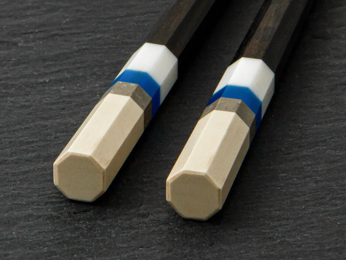ORYOKI Essstäbchen*Japanische Essstäbchen Aoyama Blue, Ebenholz, mit Ablage