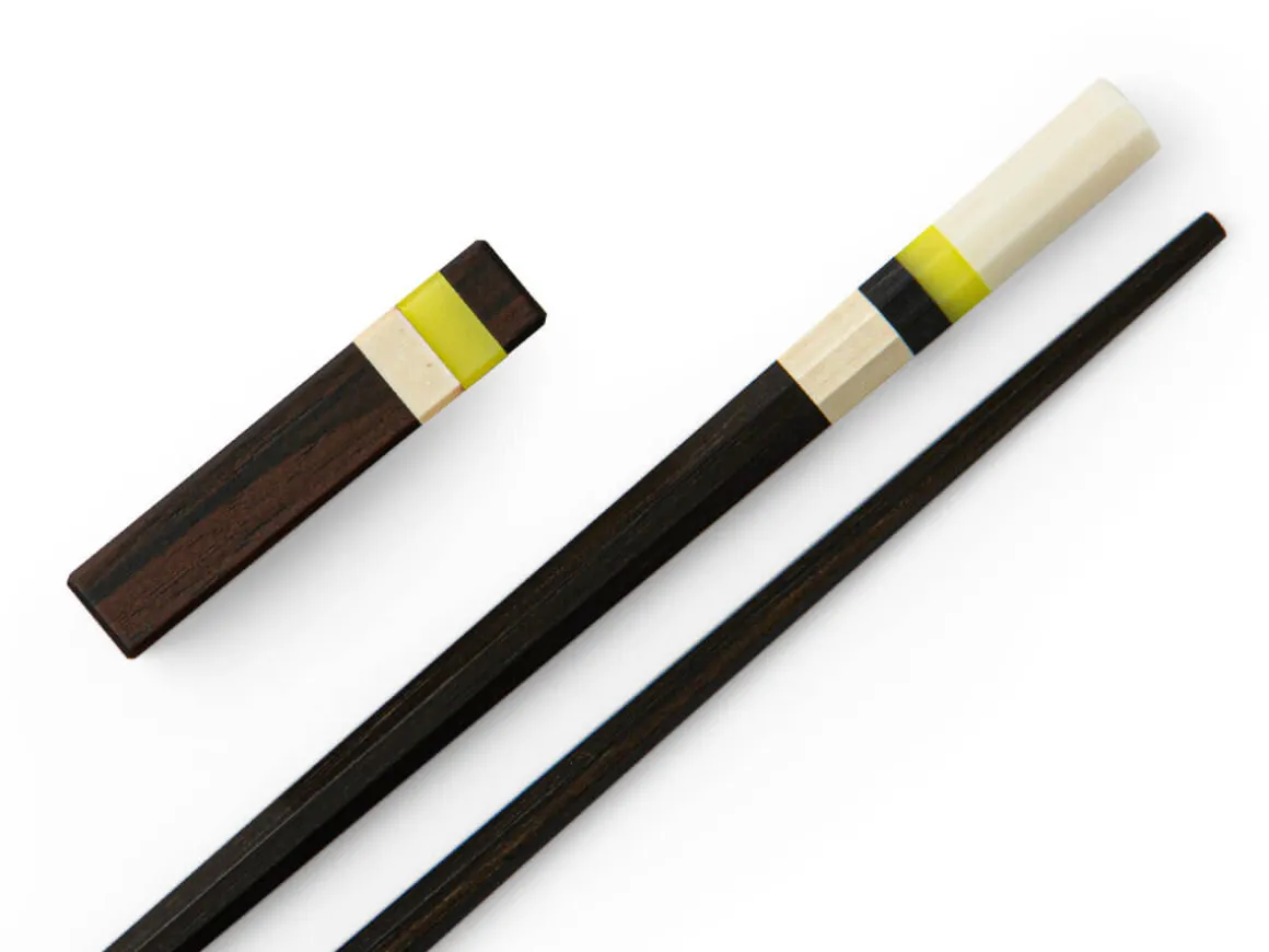ORYOKI Essstäbchen*Japanische Essstäbchen Manchester Bee, Ebenholz, mit Ablage