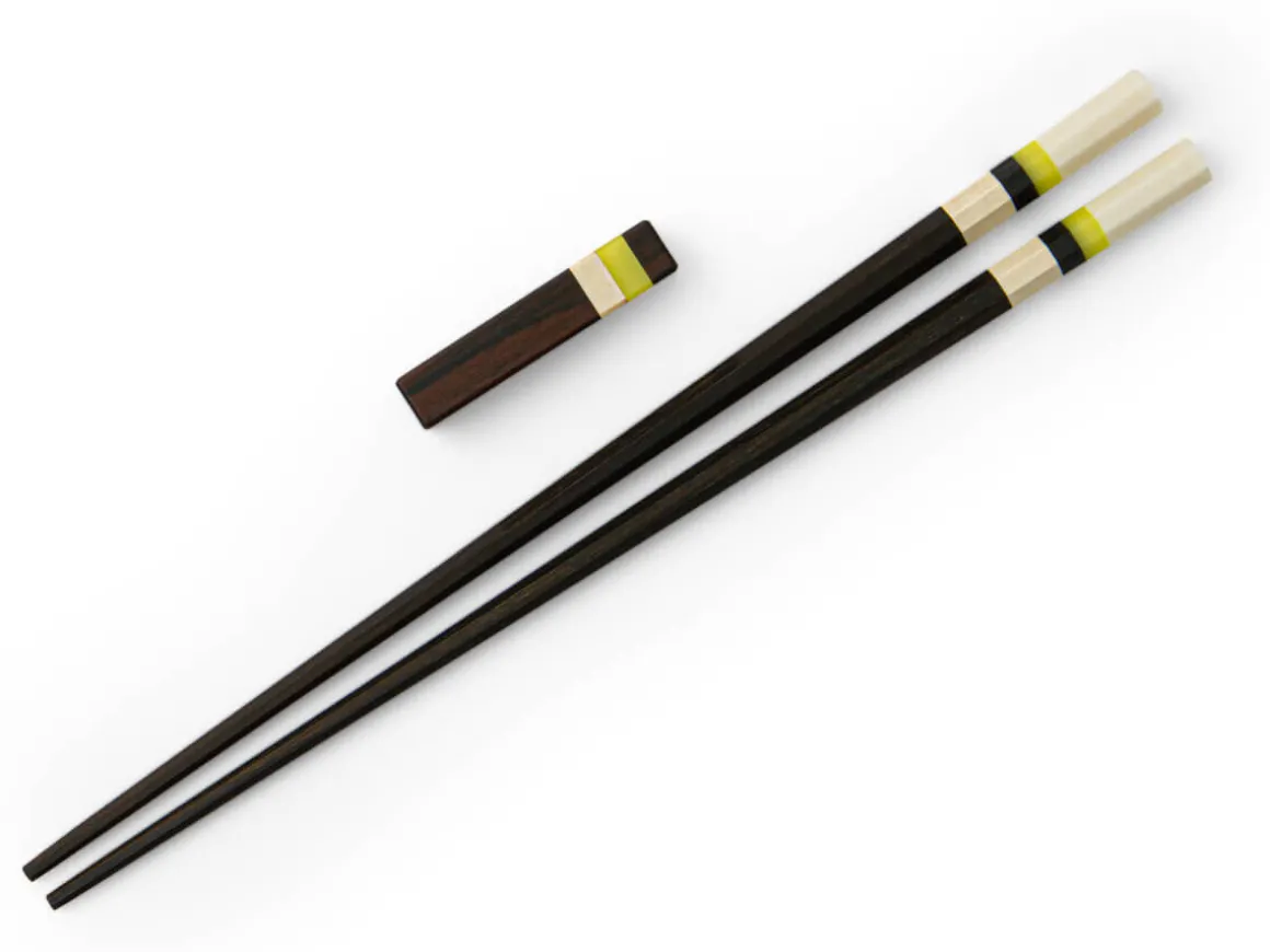 ORYOKI Essstäbchen*Japanische Essstäbchen Manchester Bee, Ebenholz, mit Ablage