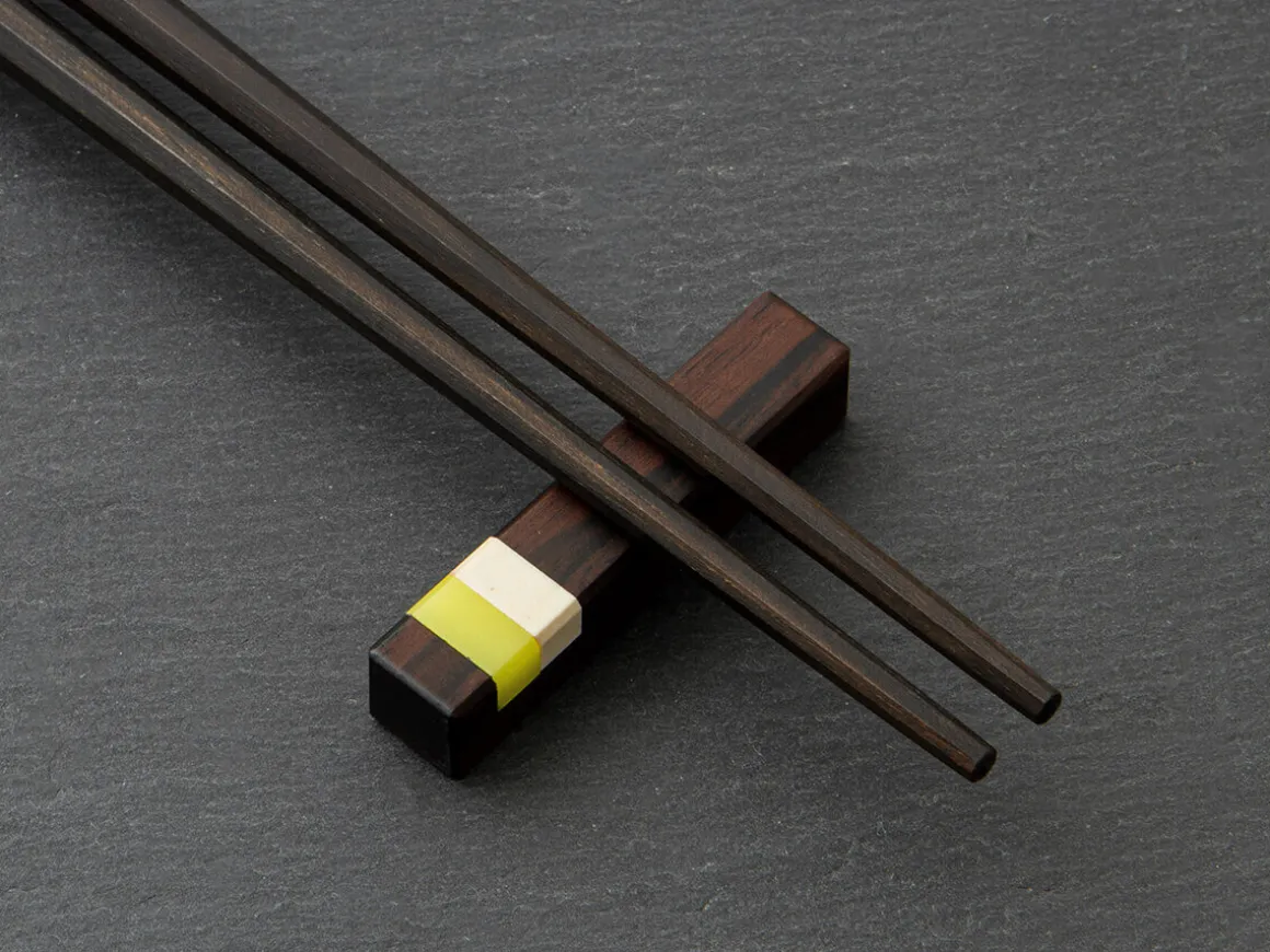 ORYOKI Essstäbchen*Japanische Essstäbchen Manchester Bee, Ebenholz, mit Ablage