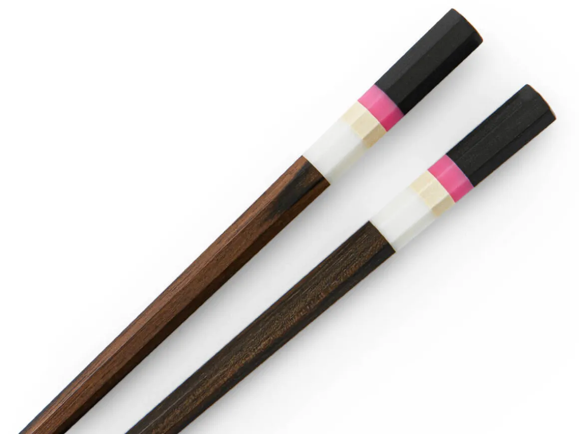 ORYOKI Essstäbchen*Japanische Essstäbchen Midnight Paris, Ebenholz, mit Ablage