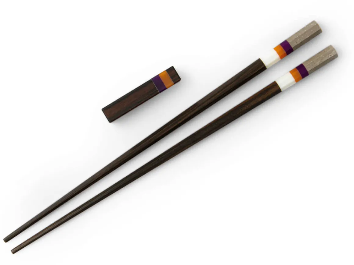 ORYOKI Essstäbchen*Japanische Essstäbchen Valencia Scent, Ebenholz, mit Ablage