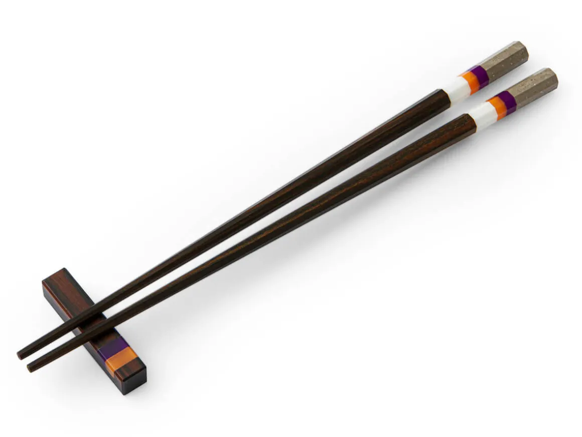 ORYOKI Essstäbchen*Japanische Essstäbchen Valencia Scent, Ebenholz, mit Ablage
