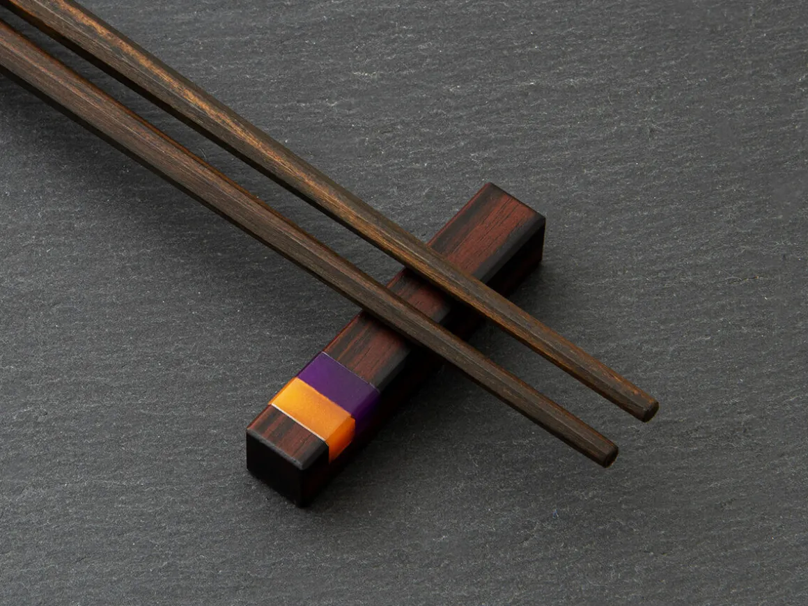 ORYOKI Essstäbchen*Japanische Essstäbchen Valencia Scent, Ebenholz, mit Ablage