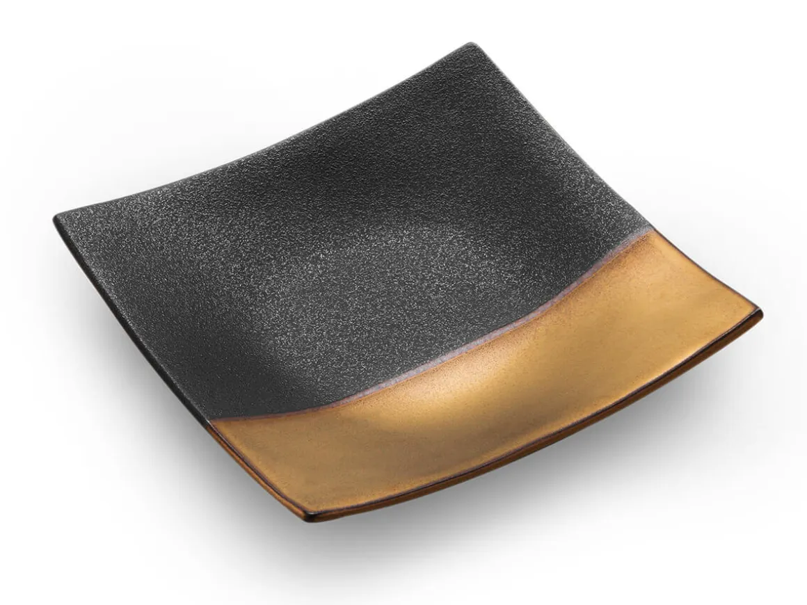 ORYOKI Sushi Teller|Japanisches Porzellan*Japanischer Teller Sou, schwarz-gold, 2 Größen