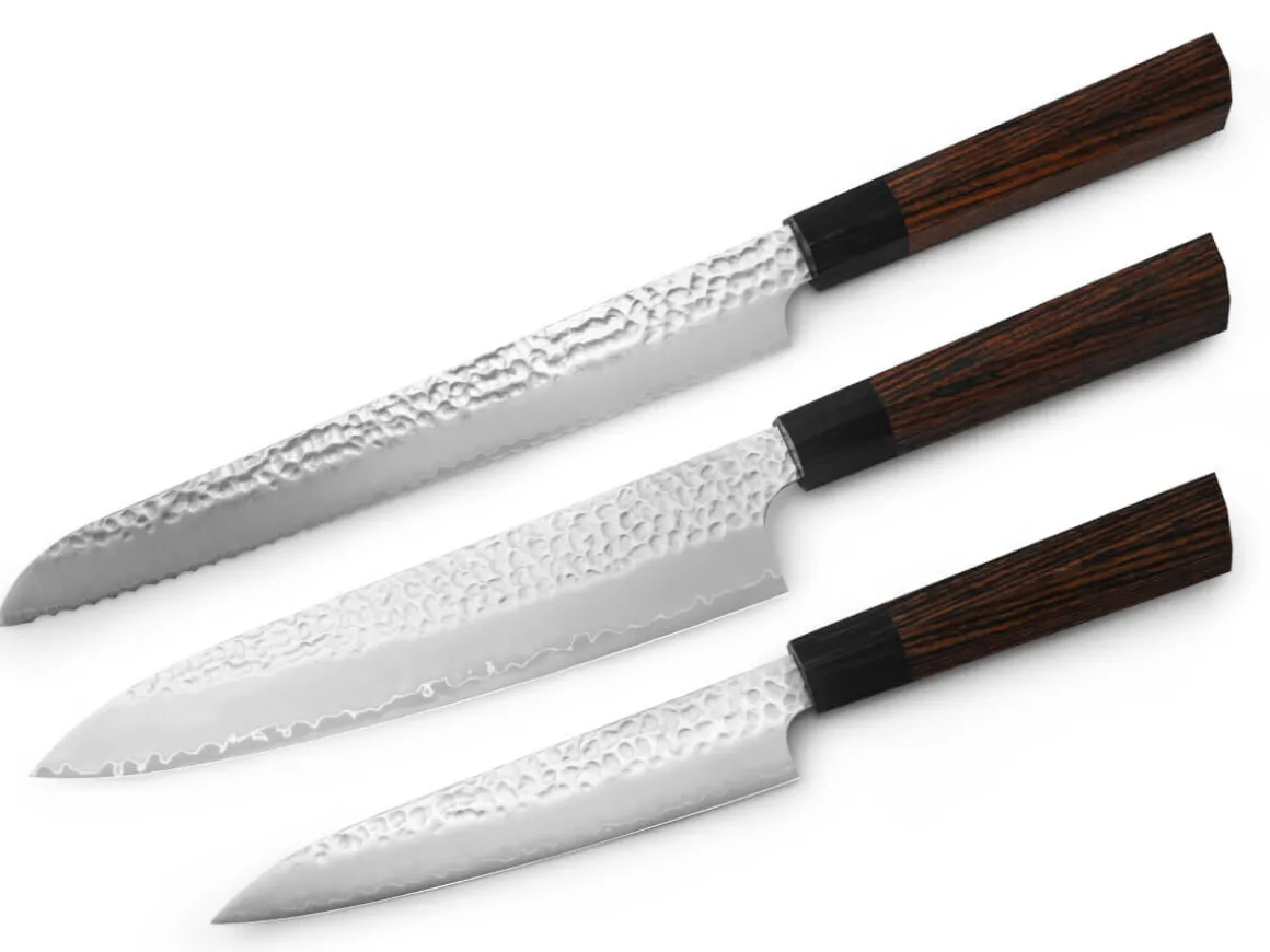 ORYOKI Messersets*Japanisches Messer-Set Shichi, 3 Messer, Hammerschlag