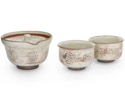 ORYOKI Japanische Teekannen|Teegeschirr*Japanisches Teeservice Kobiki Hana Mischima, 3-teilig