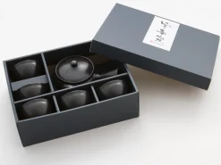 ORYOKI Japanische Teekannen|Teegeschirr*Japanisches Teeservice Kuro Hiramaru, 6-teilig
