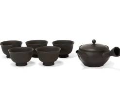 ORYOKI Japanische Teekannen|Teegeschirr*Japanisches Teeservice 6-teilig, Kyusu Tokoname Sakura