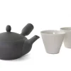 ORYOKI Japanische Teekannen|Teegeschirr*Japanisches Teeservice Teppachu Kurokusube, 3-teilig, Banko Yaki