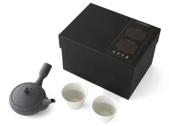 ORYOKI Japanische Teekannen|Teegeschirr*Japanisches Teeservice Teppachu Kurokusube, 3-teilig, Banko Yaki
