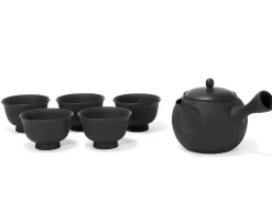 ORYOKI Japanische Teekannen|Teegeschirr*Japanisches Teeservice 6-teilig, Kyusu Tokoname Tobikanna Kuro