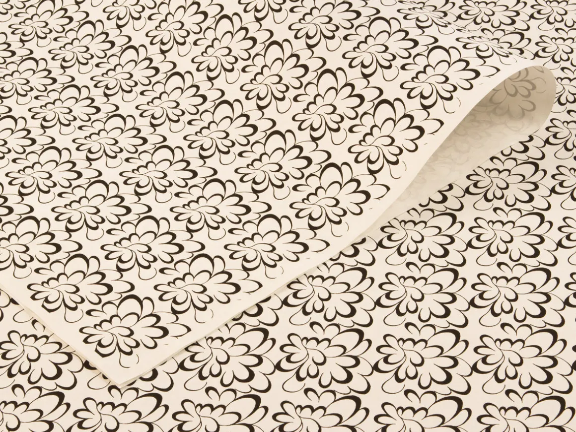 ORYOKI Japanpapier*Japanpapier Chiyogami, Blütenkalligrafie schwarz/weiß