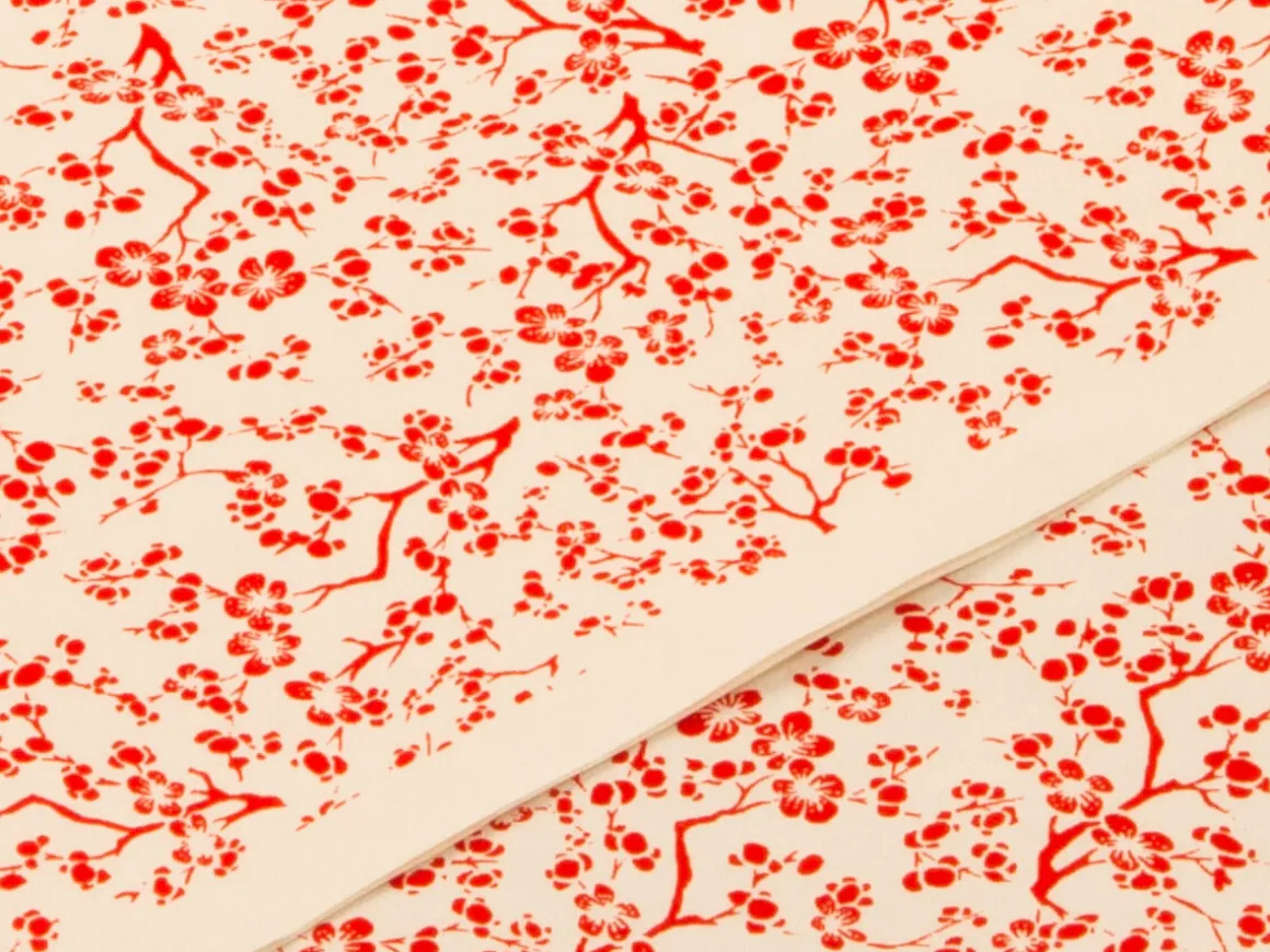 ORYOKI Japanpapier*Japanpapier Chiyogami, Blütenzweige hellrot